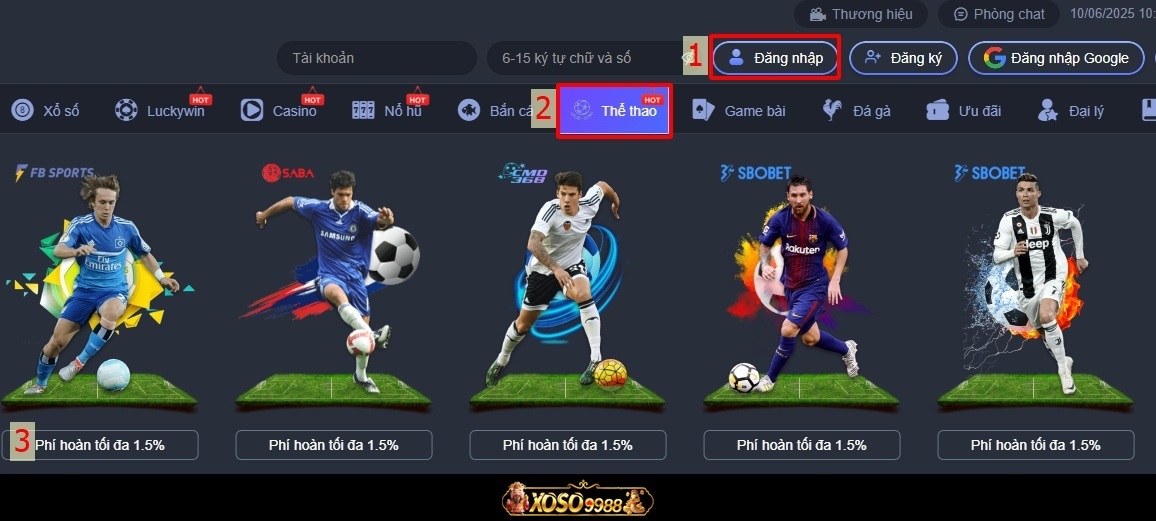 Hướng dẫn cá cược thể thao XOSO9988