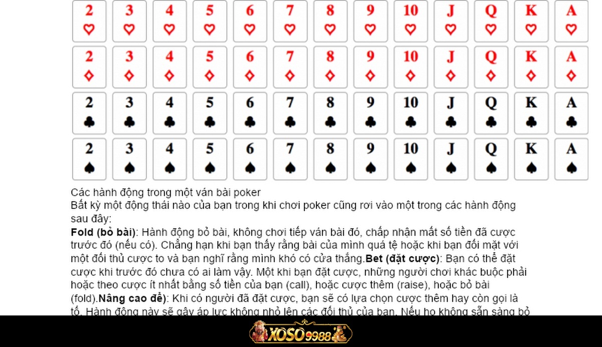 Hướng dẫn chơi Poker Xoso9988