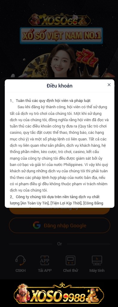 Lưu ý khi đăng ký tài khoản Xoso9988